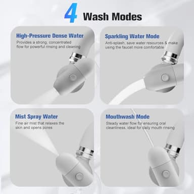 4 Modes Multifunctional Kitchen & Bathroom Water Filter for Sink Faucet with 2pcs Replacement Filters - 99.9% Chlorine Removal - Skin Hydration in 2 Weeks-Compatible with Most of Faucet - Image 3