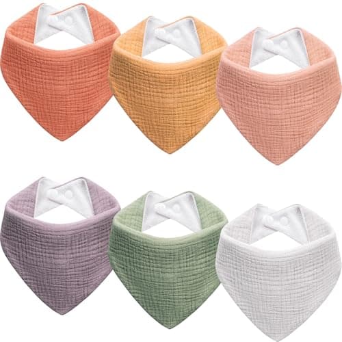 Kewlife gift Muslin Baby Bibs 6-Pack Baby Drool Bandana Bibs for Baby Girls Boys Infant Newborn Toddler Drooling and Teething - Image 1