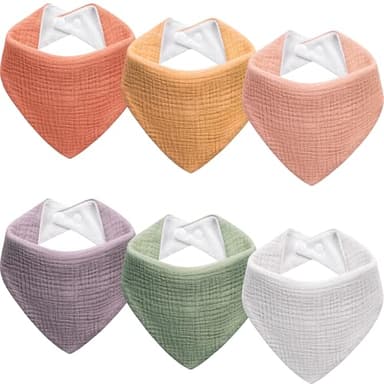 Kewlife gift Muslin Baby Bibs 6-Pack Baby Drool Bandana Bibs for Baby Girls Boys Infant Newborn Toddler Drooling and Teething - Image 1