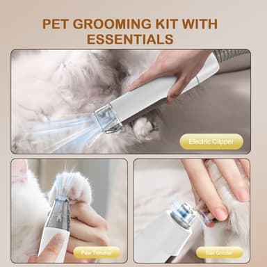 Dog Grooming Vacuum, Dog Grooming Kit with Pet Clipper Nail Grinder, 3 Suction Modes Dog Brush Vacuum with 6 Pet Grooming Tools (Coffee) - Image 5