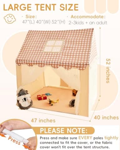 RONGFA Playhouse for Indoor & Outdoor, with Star Light, Flags and Carry Bag, Washable Kids Tent for Girls & Boys (Lattice Top Tent) - Image 7