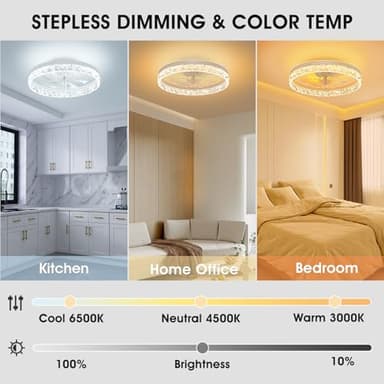 Ceiling Fans with Lights, 20'' Ceiling Fans with Lights and Remote, Low Profile Ceiling Fan with Light, 3 CCT & Dimmable, 6 Fan Speed, Remote&App Control Ceiling Fan for Bedroom, Living Room, Kitchen. - Image 5