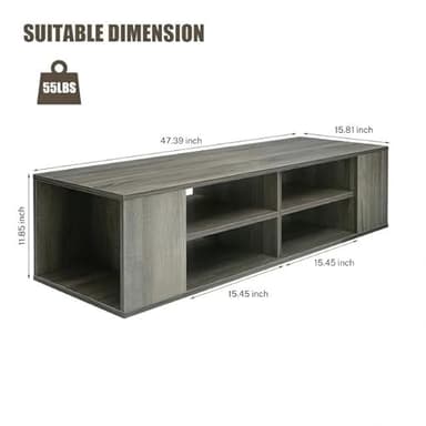 Airdown Floating TV Stand for TVs up to 55 Inch, Mid Century Modern Entertainment Center with Open Shelves, TV Console for Living Room, Bedroom, Taupe - Image 2