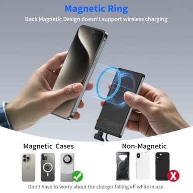 Portable Charger with Built-in Cables - 0.3" Slim, 5000mAh Power Bank with USB-C Cord Wires, 20W PD Fast Charging Battery Pack, Charge Card Phone Charger for iPhone 14 13 12, Samsung Pixel LG (Grey) - Image 7