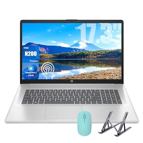 HP 17 Laptop, 17.3'' Touchscreen Display, Intel Quad-Core N200 Processor, 32GB RAM, 1TB SSD+128GB SSD, Webcam, Number Keypad, Windows 11 Home, Fatcayes Accessory, Sliver (Renewed) - Image 1