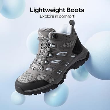NORTIV 8 Women's Waterproof Hiking Boots Outdoor Trekking Mid Backpacking Mountaineering lightweight boots,Size 7.5,Dark Grey-Suede,SNHB2212W - Image 2