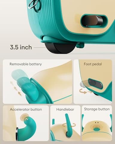 Gyroor GNU Kids Electric Ride-On Car with Flashing Wheels, Adjustable Speeds and 14L Storage, Electric Vehicles for Kids Aged 4-6 Years, 2-in-1 Ride-On and Storage, for Indoor, Outdoor, and Travel Use - Image 6