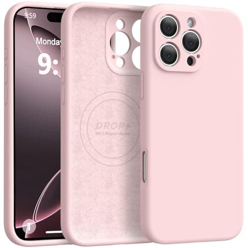 Ktele Magnetic for iPhone 16 Pro Case [Compatible with Magsafe] [Premium Silicone Satin-Smooth Touch] Slim Shockproof Anti-Scratch Microfiber Lining Case, 6.3 inch, Chalk Pink - Image 1