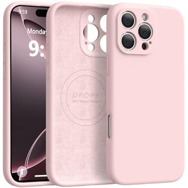 Ktele Magnetic for iPhone 16 Pro Case [Compatible with Magsafe] [Premium Silicone Satin-Smooth Touch] Slim Shockproof Anti-Scratch Microfiber Lining Case, 6.3 inch, Chalk Pink - Image 1