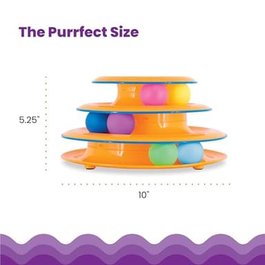 Catstages Tower of Tracks – 3-Level Interactive Cat Toy with 6 Spinning Balls, Non-Slip Base, Ideal for Indoor Cats, Orange - Image 5