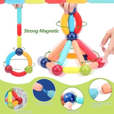 COUOMOXA Magnetic Building Blocks for Kids: Magnetic Stick Montessori Game for 3 4 5 Years Old Toddlers - STEM Starter Toy for Kids Age 3-5 Preschool - Birthday Gift for Boys Girls - Image 4