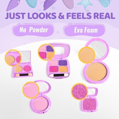 INNOCHEER Pretend Makeup for Toddlers Toys, Fake Makeup Mermaid Toys for Girls Purse, Toddler Makeup Kit Pretend Play Makeup Toys, Toy Mermaid Makeup for Kids, Gifts Toys for 3 4 5 6 7+ Year Old Girls - Image 3