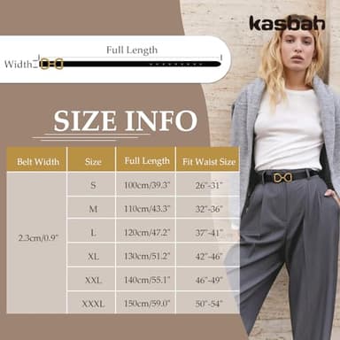 KASBAH Reversible Leather Belt for Women Two-in-One Ladies Leather Belt for Pants Jeans Dresses With Gold Buckle - Image 5