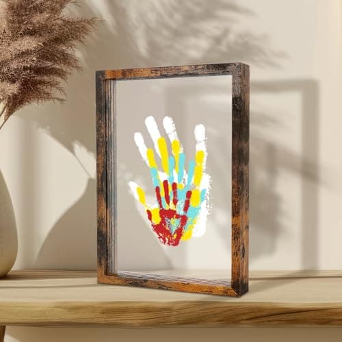 Himake Family Handprint Kit: DIY Art and Craft Keepsake Frame with Non-Toxic Paints, Perfect for New Parents, Grandparents, and Family Special Gifts, Brown - Image 1