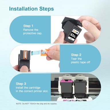 63XL Ink Cartridges Black and Color Replacement for HP Ink 63 for HP 63XL Ink Cartridge Combo Pack Work for HP OfficeJet 3830 4650 5255 5258 5200; Envy 4520 4512 4510; DeskJet 1112 2130 3630 (2 Pack) - Image 8