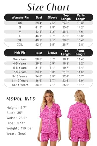 Women Silk Pajamas Sets Satin Button Up Pajama Silky Summer Sleepwear Pjs Set, Hot Pink Leopard, Medium - Image 6