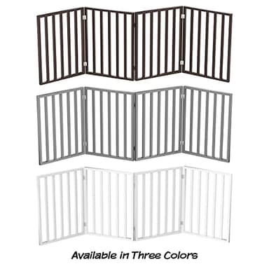 Pet Gate - 4-Panel Indoor Foldable Dog Fence for Stairs, Hallways or Doorways - 72x24-Inch Retractable Wood Freestanding Dog Gates by PETMAKER (White) - Image 7