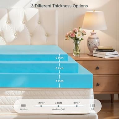 SyMax King Mattress Topper, Gel Infused Memory Foam Mattress Topper, Soft Bed Topper Mattress Pads for Bed, Sofa, RV, CertiPUR-US Certified, Blue, 3 Inch - Image 6