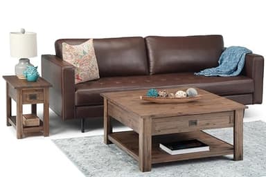 SIMPLIHOME Monroe Square Coffee Table - 38 inch Wide Solid Acacia Wood Living Room Table in Rustic Natural Aged Brown, Rustic Cocktail Table for Family Room or Lounge with 2 Drawers and Open Shelf - Image 11