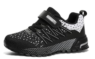 Kids Sneakers for Boys Girls Running Tennis Shoes Lightweight Breathable Sport Athletic Black White B Size US 1 Big Kid - Image 2