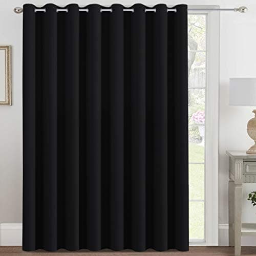 H.VERSAILTEX Blackout Patio Curtains 100 x 108 Inches for Sliding Door Extral Wide Blackout Curtain Panels Thermal Insulated Room Divider - Grommet Top, 9' Tall by 8.5' Wide - Jet Black - Image 1