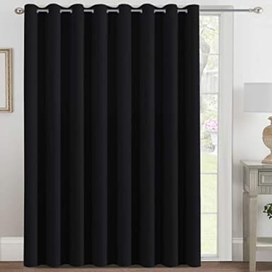 H.VERSAILTEX Blackout Patio Curtains 100 x 108 Inches for Sliding Door Extral Wide Blackout Curtain Panels Thermal Insulated Room Divider - Grommet Top, 9' Tall by 8.5' Wide - Jet Black - Image 1