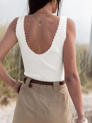 Tankaneo Womens V Neck Tank Tops 2025 Sleeveless Ribbed Knit Shirts Summer Casual Sexy Sweater Vest White - Image 4