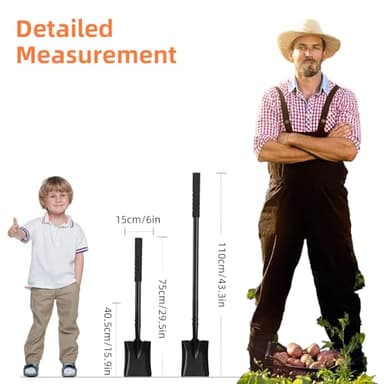 Small Square Shovel for Digging with Metal Handle, 43.3 Inch Heavy Duty Small Shovel, Trench Shovels Ideal for Digging Gardening Trenching Camping Planting Transferring, Black - Image 5