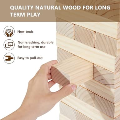 Aivalas Giant Timber Blocks Games, 56 Blocks Large Tower Outdoor Games - Includes Carry Bag and Scoreboard, Wood Stacking Yard Games Grows from 2FT to Over 4.2FT for Kids Adults Family - Image 2