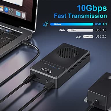 NVMe M.2 Duplicator Dual-Bay Offline Clone Tool-Free, Sokiwi 10Gbps NVMe Docking Station with Cooling Fan,NVMe M.2 SSD Enclosure for NVMe PCIe Size 2230/2242/2260/2280(up to 8TB) - Image 5