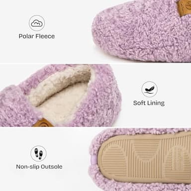EverFoams Women’s Soft Curly Full Slippers Memory Foam Lightweight House Shoes Cozy Loafer with Polar Fleece Lining Purple,9-10 US - Image 4