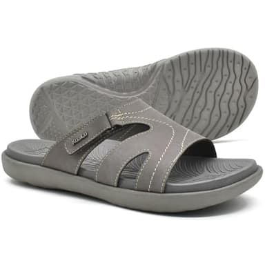 KuaiLu Womens Fashion Orthotic Slides Ladies Lightweight Athletic Yoga Mat Walking Sandals Slip On Thick Cushion Recovery Slippers Sandles Comfortable Plantar Fasciitis Arch Support Grey Size 8 - Image 7