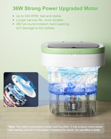 Portable Washing Machine,Mini Washer 16L Washer,Small Clothes Folding Washing Machine Of Underwear, Baby And Small Delicates, 3 Cleaning Modes Suitable For Home Apartments Dormitories, Hotels - Image 4