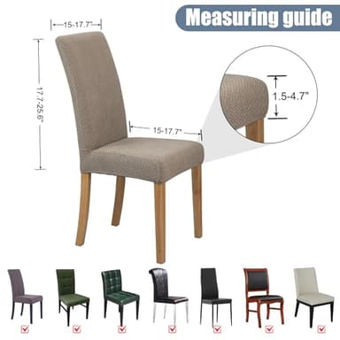 Dining Chair Cover,Dining Room Chair Covers Set of 4,Jacquard Stretch Kitchen Chair Cover,Detachable Washable Dining Chair Cover,Parsons Chair Slipcovers Protective,for Home,Restaurant,Banquet(Khaki) - Image 5