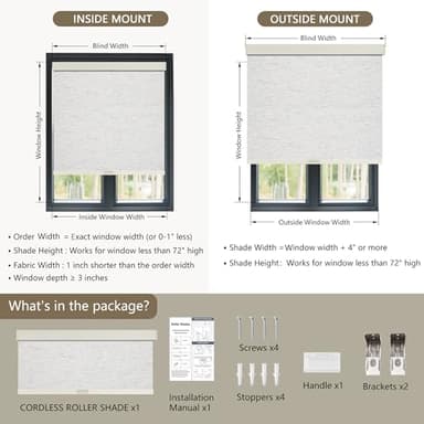 SUNOFF Cordless Blackout Roller Shades Blinds for Windows Free-Stop,Pull Down Room Darkening with Valance,Thermal Insulated Woven Fabric Window Door Blinds for Home,Office,Linen 58" W x 72" L - Image 5