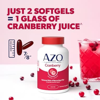 AZO Cranberry Supplement, Made with Concentrated Whole Fruit Cranberry Powder to Help Cleanse and Protect the Urinary Tract*, Sugar Free Cranberry Pills, Non-GMO, 100 Softgels - Image 4