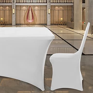 BIFENBI 6FT White Fitted Tablecloths for Rectangle Tables, 2 Pcs - Stretch Spandex Table Cover Protector for Banquet, Massage Bed, Wedding, Birthday, 72 Length x 30 Width x 30 Height Inches - Image 6