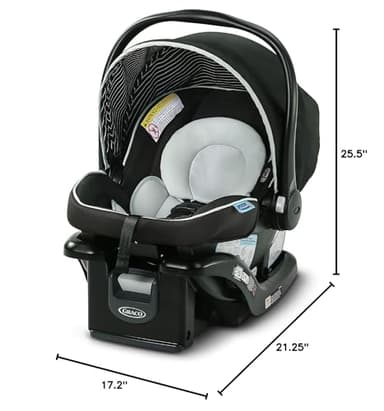 Graco SnugRide Lite LX Infant Car Seat, Rear-Facing, Lightweight, Adjustable Base, Easy Install, Studio - Image 9