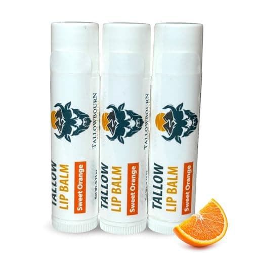 Moisturizing Tallow Lip Balm – Grass-Fed Beef Tallow with Organic Coconut Oil, Beeswax, and Vitamin E – Sweet Orange – Lip Balm Set – Travel Essential – 3-Pack - Image 1