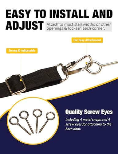 Harrison Howard Horse Stall Guard with Adjustable Straps and Sturdy Spring Hooks Included Aisle Guard Stall Guard for Horses,US Flag - Image 2