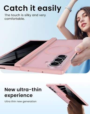 Spugan for Galaxy Z Fold 7 Case with Privacy Screen Protector, [Compatible with MagSafe] [Hinge Protection] Military Drop Protection, Shockproof Translucent Phone Case for Samung Z Fold 7 (Pink) - Image 7