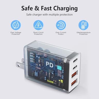 2Pack USB C Charger Block, 40W Fast USB C Wall Charger 4-Port PD Power Adapter + QC Wall Plug Multiport Type C Charging Block Cube for iPhone 17 16 15 Pro Max XR XS 8 7, iPad, Galaxy, Tablet - White - Image 2