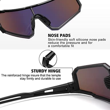 STORYCOAST Polarized Sports Sunglasses for Men Women,Bike Glasses Driving Fishing Cycling Mountain Bike Sunglasses UV400 Protection Black Frame-Gold Mirror Lens - Image 4