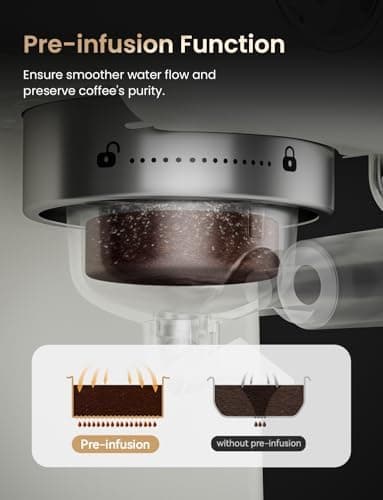 Neretva Espresso Machine, 15 Bar Espresso Coffee Machine with Visible Pressure Guage Professional Espresso Maker with Milk Frother & Stainless Steel for Home Barista Latte and Cappuccino Maker - White - Image 4