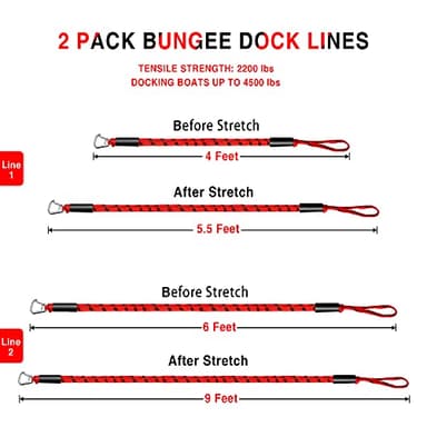 Bungee Dock Line Boat Accessories - Pontoon, Jet Ski, Kayak Accessories with 316 Stainless Steel Clip - Image 4