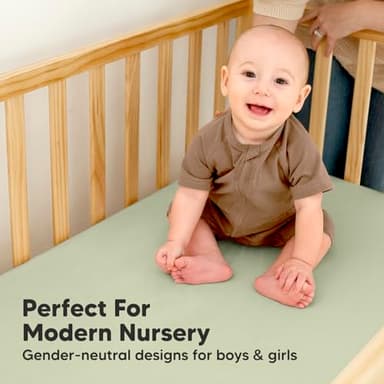 2-Pack Waterproof Baby Crib Sheets for Boys, Girls - 52x28 Viscose Derived from Bamboo Toddler Bed Sheet Neutral, Fitted Crib Mattress Protector Cover for Baby Bedding, Soft & Gentle (Avocado) - Image 9