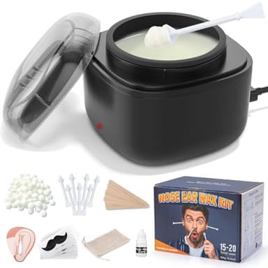 AUZEAL Nose Wax Kit Men, Nose Ear Hair Waxing Kit with 100g Wax, 40 Sticks, Nose Ear Hair Removal Kit, USB Fast Heat, Smart Constant Temp, Upgraded Size, Multi-Accessories, Black - Image 1