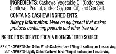 Nut Harvest, Lightly Salted Cashews, 24 Ounce Jar - Image 3