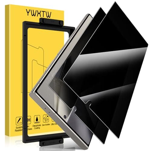 YWXTW EZ Unlock for Samsung Galaxy S24 Ultra Privacy Screen Protector, [0.1S Ultrasonic Fingerprint Support] [Not Glass] 25° Anti Spy Private S24 Ultra Screen Protector Case Friendly, 2 Pack - Image 1
