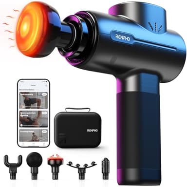 RENPHO Massage Gun with Heat, Portable Percussion Massager with Bluetooth for Back and Neck, Gifts for Men and Women, Carry Case, Active+ Thermal - Image 1